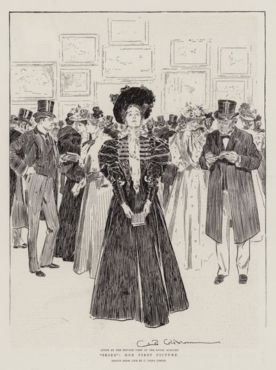 Opgehangen, haar Eerste Schilderij door Charles Dana Gibson